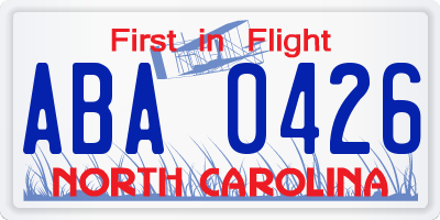 NC license plate ABA0426