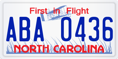 NC license plate ABA0436