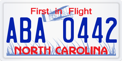 NC license plate ABA0442