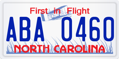 NC license plate ABA0460