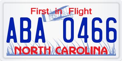 NC license plate ABA0466