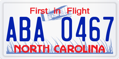 NC license plate ABA0467