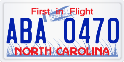 NC license plate ABA0470