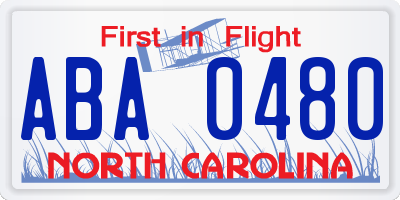 NC license plate ABA0480