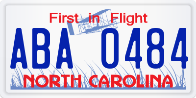 NC license plate ABA0484