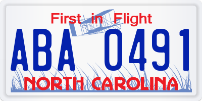 NC license plate ABA0491