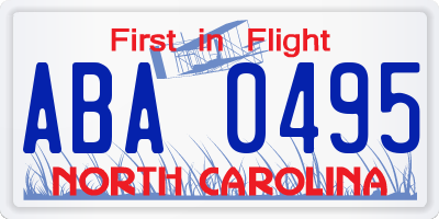 NC license plate ABA0495