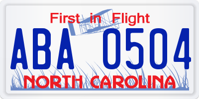 NC license plate ABA0504