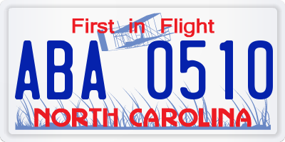 NC license plate ABA0510