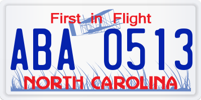 NC license plate ABA0513