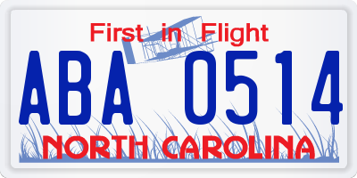 NC license plate ABA0514