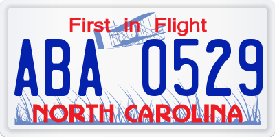 NC license plate ABA0529