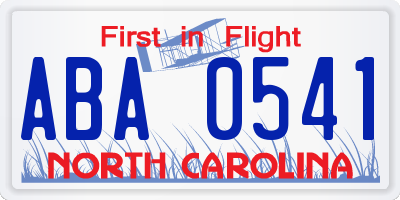 NC license plate ABA0541