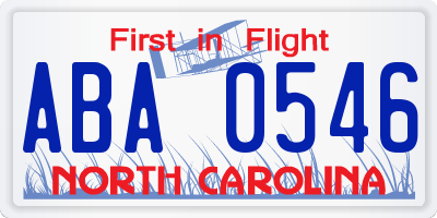 NC license plate ABA0546