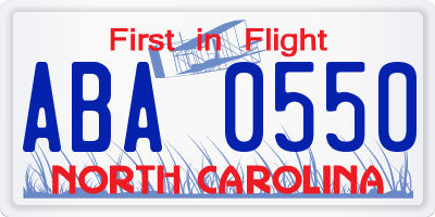 NC license plate ABA0550
