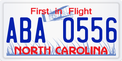 NC license plate ABA0556
