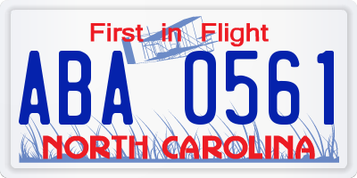 NC license plate ABA0561