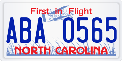 NC license plate ABA0565