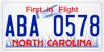 NC license plate ABA0578