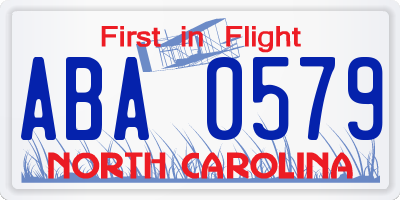 NC license plate ABA0579