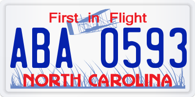 NC license plate ABA0593