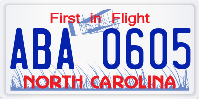 NC license plate ABA0605