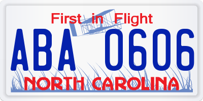 NC license plate ABA0606