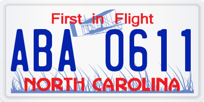 NC license plate ABA0611