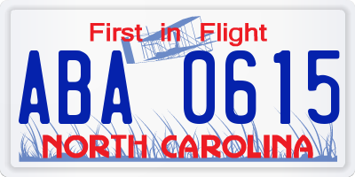 NC license plate ABA0615