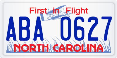 NC license plate ABA0627