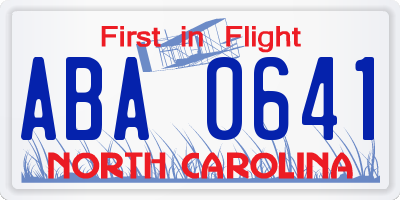 NC license plate ABA0641