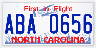NC license plate ABA0656