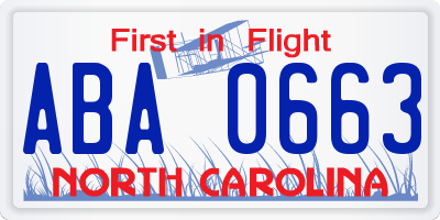 NC license plate ABA0663