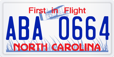 NC license plate ABA0664