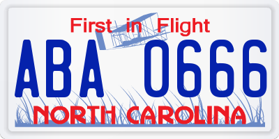 NC license plate ABA0666