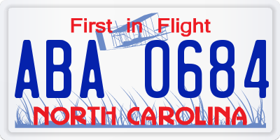 NC license plate ABA0684