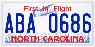NC license plate ABA0686