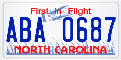 NC license plate ABA0687