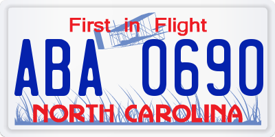 NC license plate ABA0690