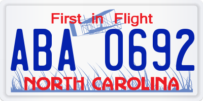 NC license plate ABA0692