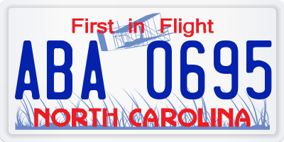 NC license plate ABA0695
