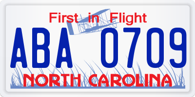 NC license plate ABA0709