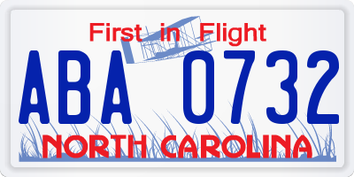 NC license plate ABA0732