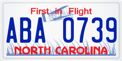 NC license plate ABA0739