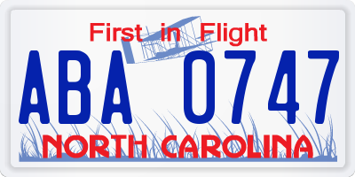 NC license plate ABA0747