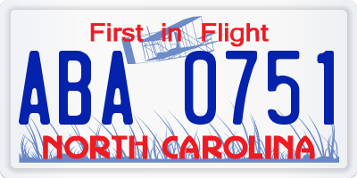 NC license plate ABA0751