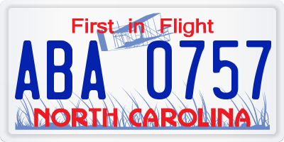 NC license plate ABA0757