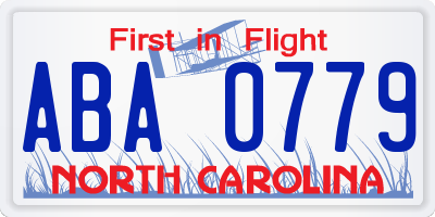 NC license plate ABA0779