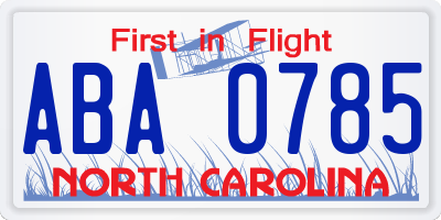 NC license plate ABA0785