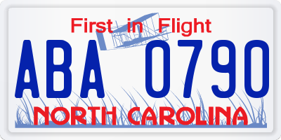 NC license plate ABA0790